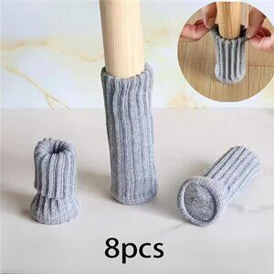 8pcs Grey Anti-Slip Chair Leg Socks – High Elasticity Furniture Protectors